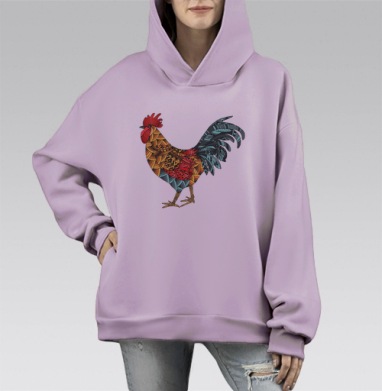 Петух, Hoodie Mono Fiolet, оверсайз, утепленная