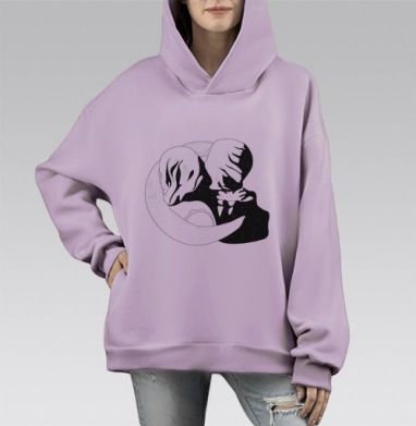 Поцелуй, Hoodie Mono Fiolet, оверсайз, утепленная