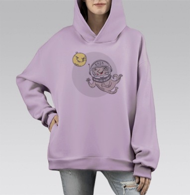 Полетели со мной, Hoodie Mono Fiolet, оверсайз, утепленная