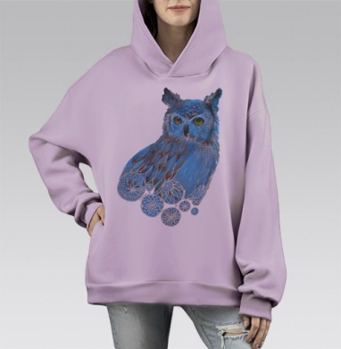 ПОЛЯРНАЯ СОВА, Hoodie Mono Fiolet, оверсайз, утепленная