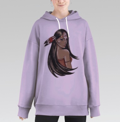 Портрет гордой женщины с этнической повязкой, Hoodie Long Oversize Fiolet