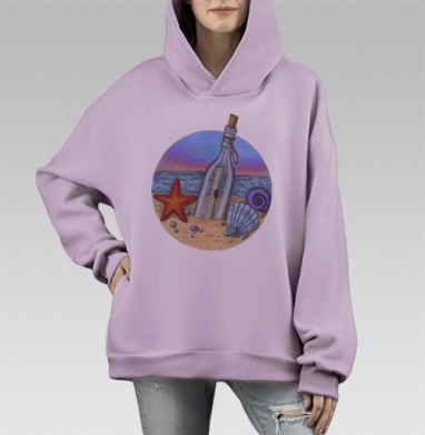 Послание в бутылке, Hoodie Mono Fiolet, оверсайз, утепленная