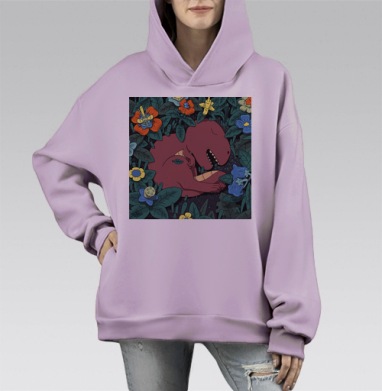 Последний, Hoodie Mono Fiolet, оверсайз, утепленная