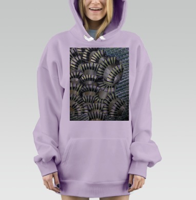 Повторяющиеся механические веера зелёные чёрные белые, Hoodie Mjhigh Dig Mel, Fiolet, утепленная