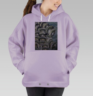 Повторяющиеся механические веера зелёные чёрные белые, Hoodie Oversize Fiolet