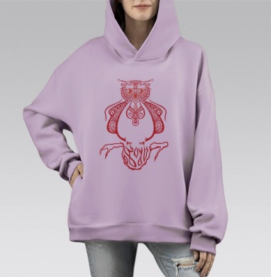 Прекрасная сова, Hoodie Mono Fiolet, оверсайз, утепленная
