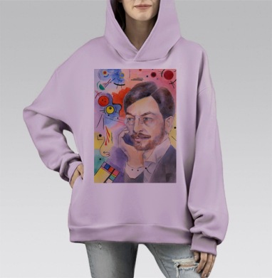 Привет Кандинскому, Hoodie Mono Fiolet, оверсайз, утепленная