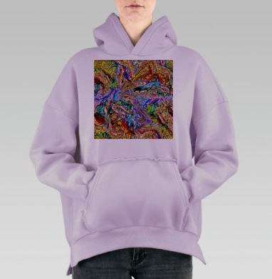 Протяжное притяжение абстракция бесконечность, Hoodie Oversize Fiolet, утепленная