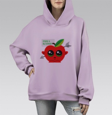 Прямо в яблочко, Hoodie Mono Fiolet, оверсайз, утепленная