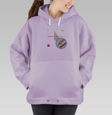 Птица поет геометрия абстракция птица поет геометрия абстракция, Hoodie Oversize Fiolet