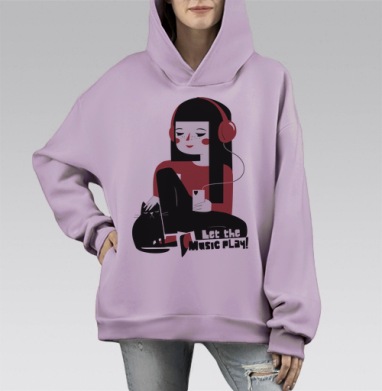 Пусть музыка играет, Hoodie Mono Fiolet, оверсайз, утепленная
