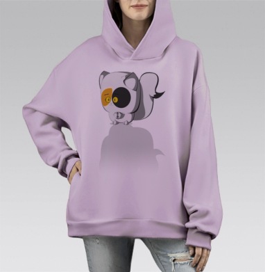 Пятнышка, Hoodie Mono Fiolet, оверсайз, утепленная