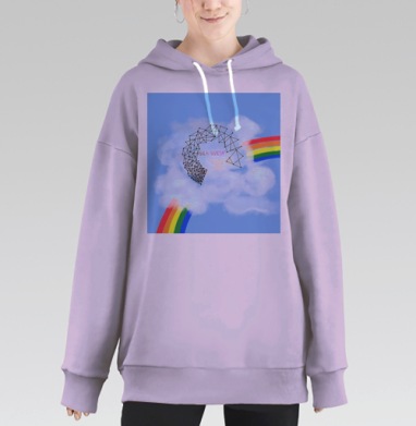 Радуга цвета, Hoodie Long Oversize Fiolet