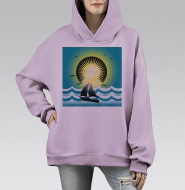 Рассвет солнца, Hoodie Mono Fiolet, оверсайз, утепленная