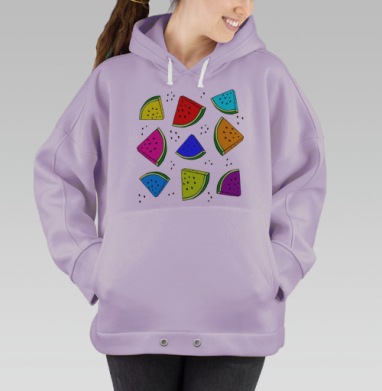 Разноцветные дольки арбуза летнее настроение яркое веселье, Hoodie Oversize Fiolet
