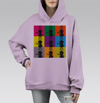 Разноцветный, Hoodie Mono Fiolet, оверсайз, утепленная