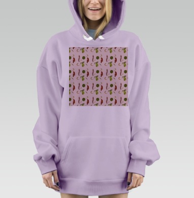 Разнообразные красные и зеленые перцы на бежевом фоне, Hoodie Mjhigh Dig Mel, Fiolet, утепленная