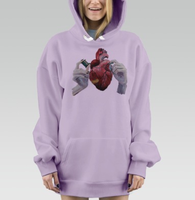 Реставрация сердца аккуратный акт тонко, Hoodie Mjhigh Dig Mel, Fiolet, утепленная