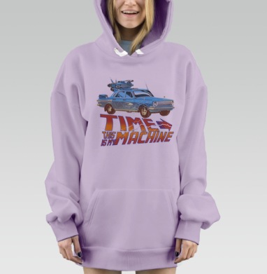 Ретро автомобиль время машина для путешествий во времени, Hoodie Mjhigh Dig Mel, Fiolet, утепленная