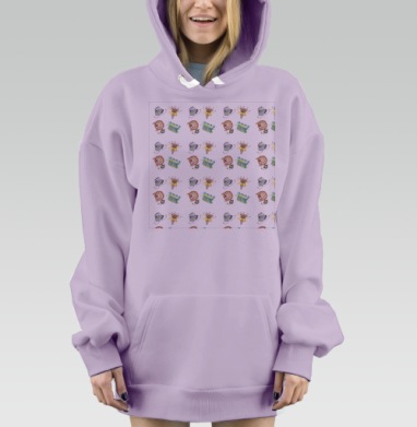 Ретрофутуристическая механика часы музыка роботизированный аппарат, Hoodie Mjhigh Dig Mel, Fiolet, утепленная