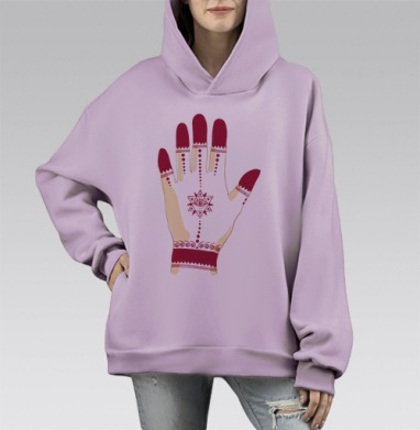 Ритуальный узор с мистическим глазом красного цвета, Hoodie Mono Fiolet, оверсайз, утепленная
