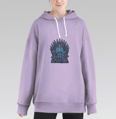 Робот на троне мечей у власти, Hoodie Long Oversize Fiolet