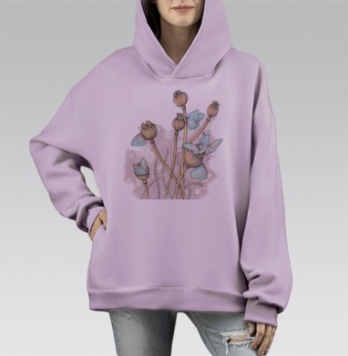 Рождение нежности, Hoodie Mono Fiolet, оверсайз, утепленная