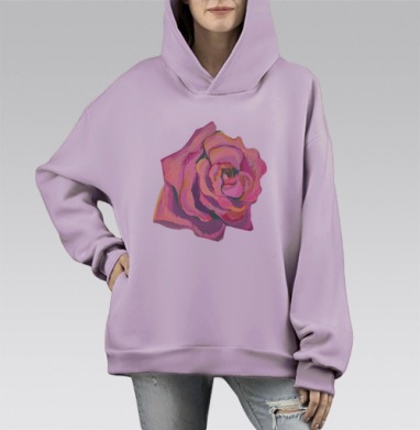 Роза, Hoodie Mono Fiolet, оверсайз, утепленная
