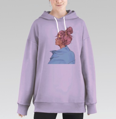 Розовые волосы, Hoodie Long Oversize Fiolet