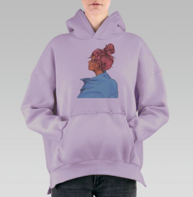 Розовые волосы, Hoodie Oversize Fiolet, утепленная
