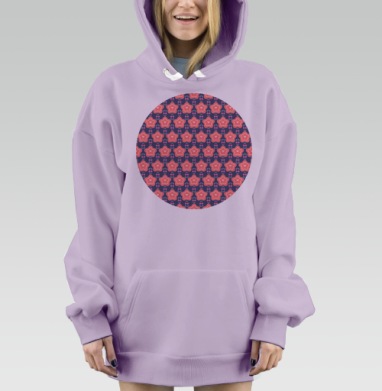 Розовые звездочки на темно синем фоне для уюта, Hoodie Mjhigh Dig Mel, Fiolet, утепленная
