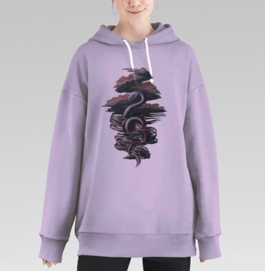 Рыба., Hoodie Long Oversize Fiolet