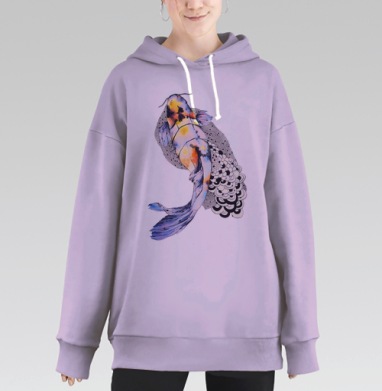 Рыбка кои, Hoodie Long Oversize Fiolet