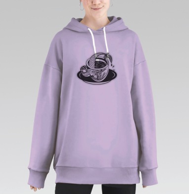 Русалка в чашке, Hoodie Long Oversize Fiolet