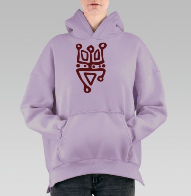 Сакральный шаманский символ Танец Огины танец огня, Hoodie Oversize Fiolet, утепленная