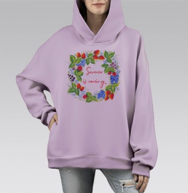 Самер из каминг, Hoodie Mono Fiolet, оверсайз, утепленная