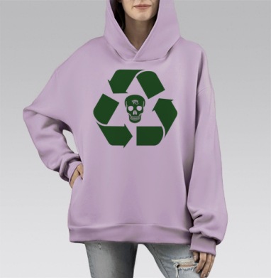 Экологичный минимализм с символом черепа и глаза Гора, Hoodie Mono Fiolet, оверсайз, утепленная