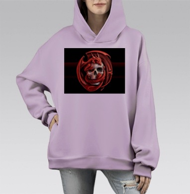 Самоделка cherep-drakon.jpg, Hoodie Mono Fiolet, оверсайз, утепленная