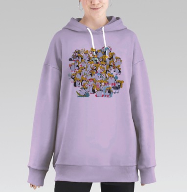 СЧАСТЛИВЫЕ ПИНГВИНЫ, Hoodie Long Oversize Fiolet