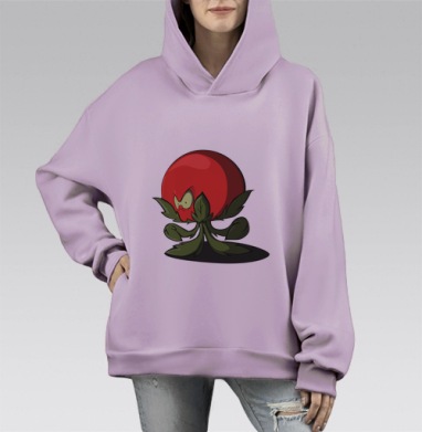 Серьезный помидорчик, Hoodie Mono Fiolet, оверсайз, утепленная