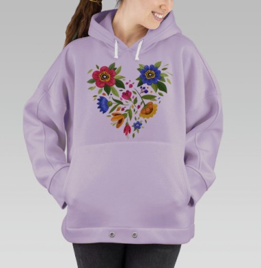 Сердце Цветов Красное Синее Желтое, Hoodie Oversize Fiolet