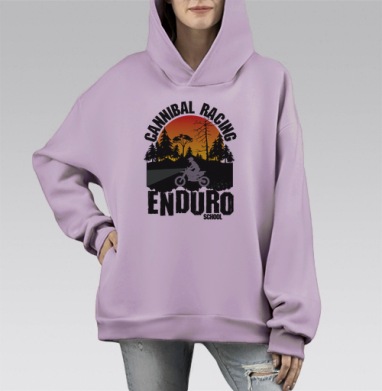 Школа эндуро, Hoodie Mono Fiolet, оверсайз, утепленная