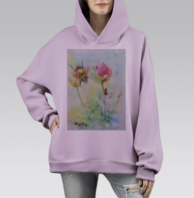 Шмелик и компания, Hoodie Mono Fiolet, оверсайз, утепленная