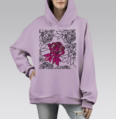 Шпион Пион, Hoodie Mono Fiolet, оверсайз, утепленная