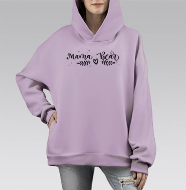 Символ Материнской Любви Мама Медведица Bea, Hoodie Mono Fiolet, оверсайз, утепленная