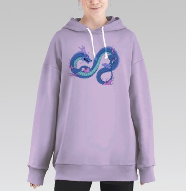 Синий китайский дракон, Hoodie Long Oversize Fiolet