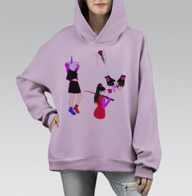 Синиймирок, Hoodie Mono Fiolet, оверсайз, утепленная