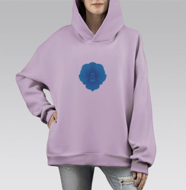 Синяя орхидея, Hoodie Mono Fiolet, оверсайз, утепленная