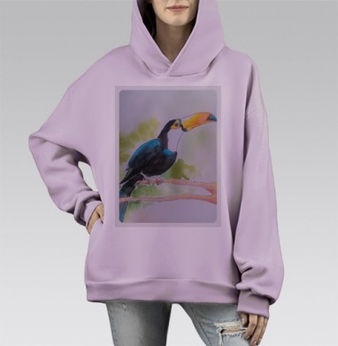 Синяя птица, Hoodie Mono Fiolet, оверсайз, утепленная