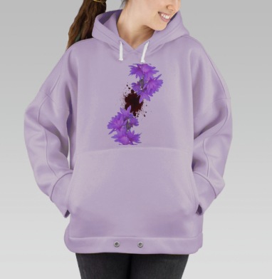 Сиреневые цветы и кровь контрастная драма, Hoodie Oversize Fiolet